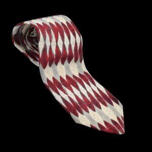 Vintage Palani 100% Silk Tie Red Gray Black Cream Italy